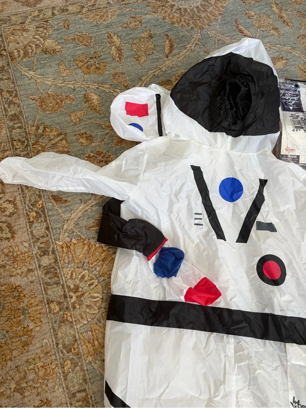 Kids White Inflatable Astronaut Costume with Helmet Hood